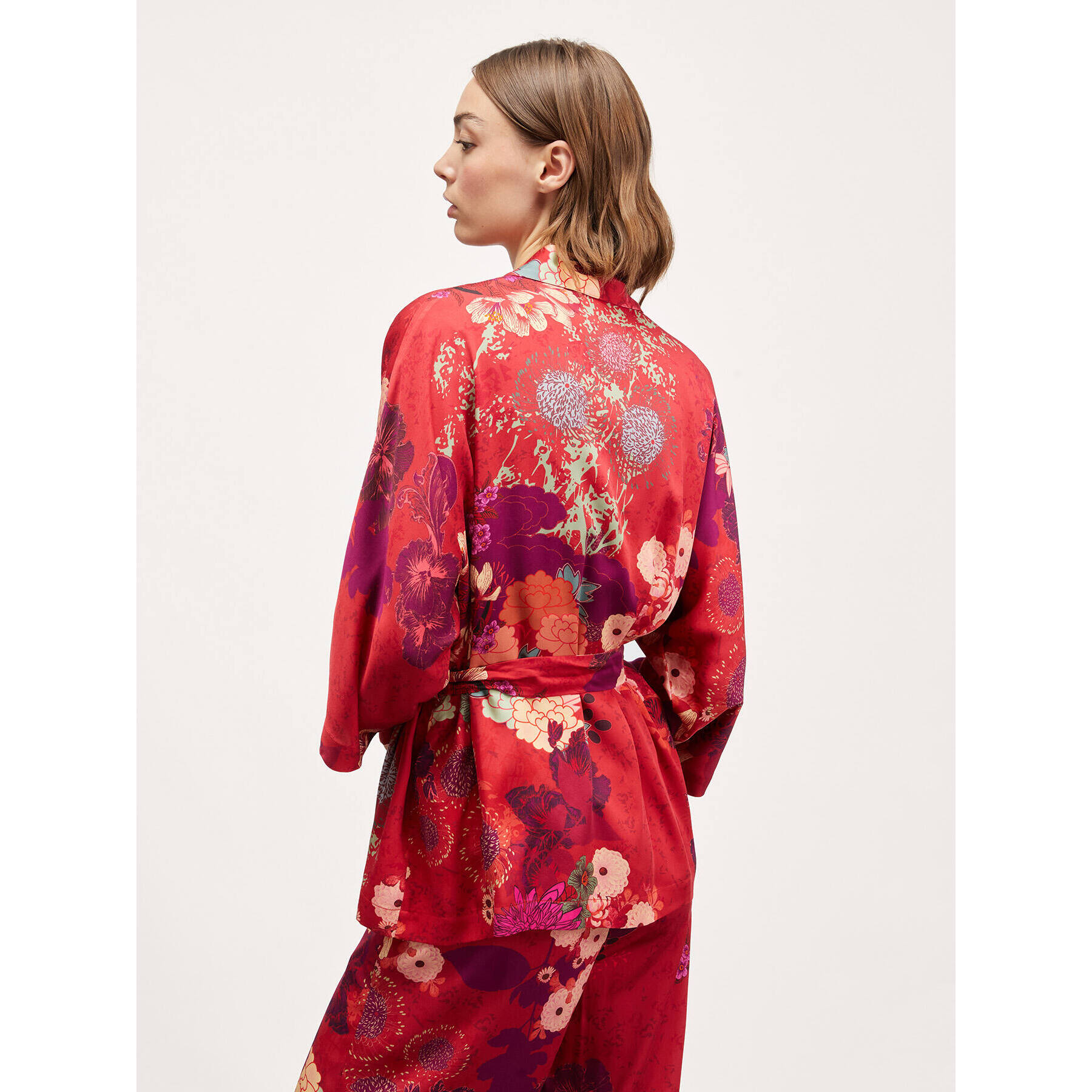 Motivi - Kimono con estampado de flores - Rojo