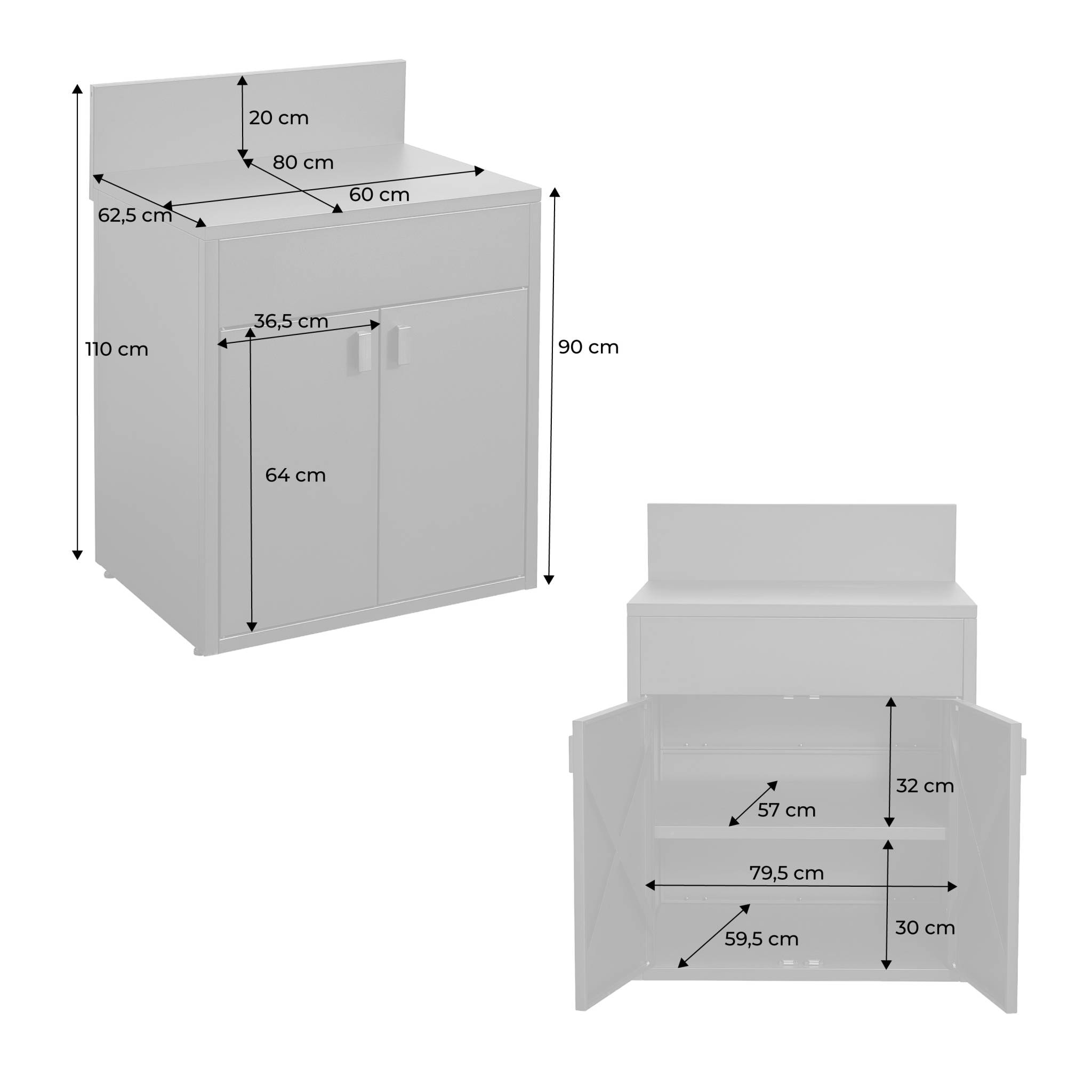 Cuisine extérieure acier 2 portes L80cm - Thira