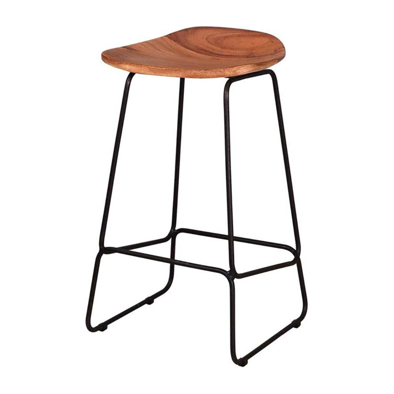 Djoda - lot de 4 tabourets de bar - bois massif d'acacia - Noir / Bois