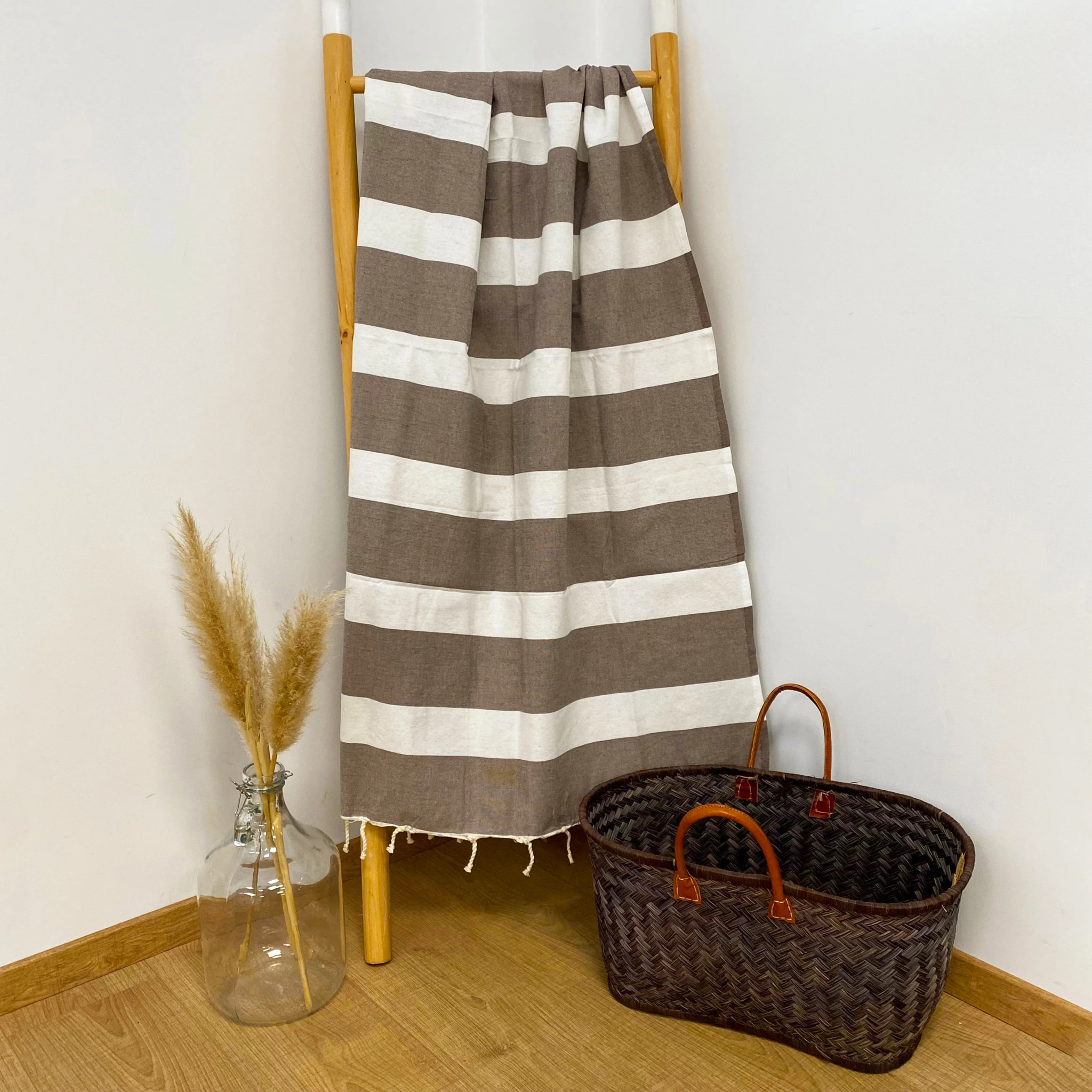 Fouta plate traditionnelle - Transat Taupe - 100x200cm - 190g/m²