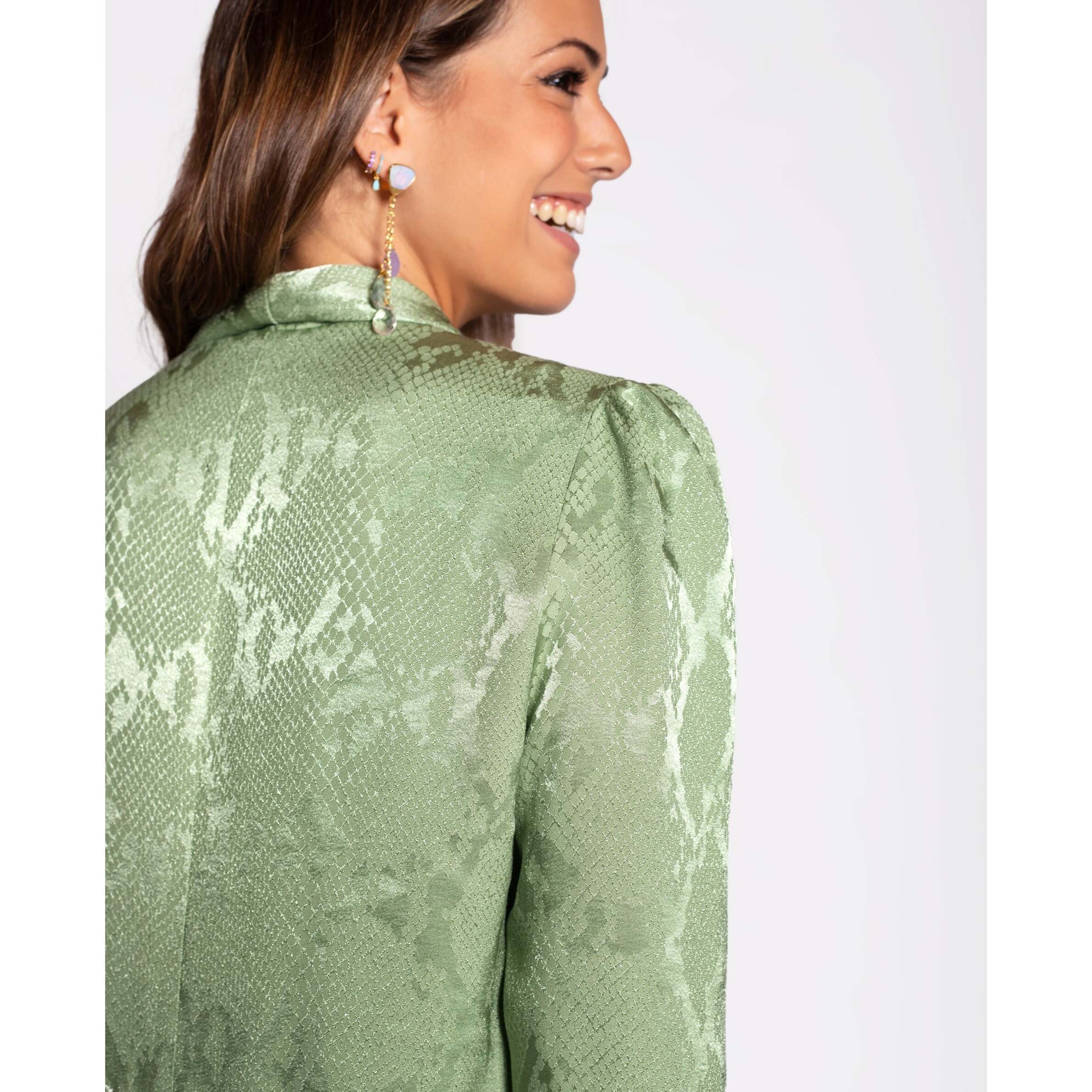 Chaqueta de traje verde elegante mujer