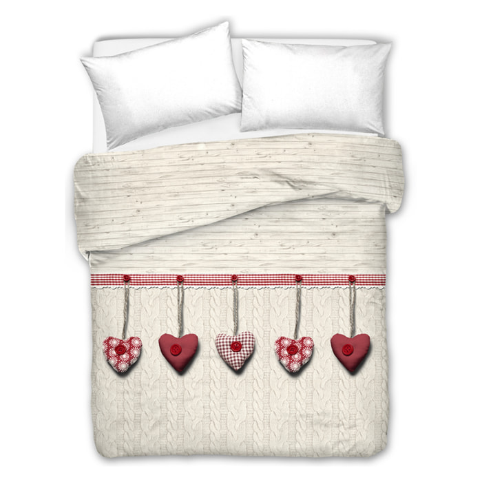 Copriletto di cotone cuore appeso rosso