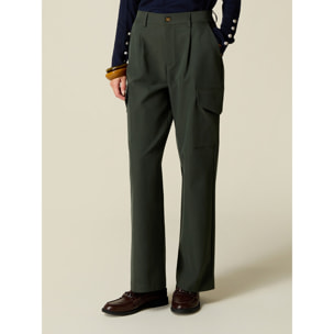 Oltre - Pantalones cargo de sarga - Verde militare