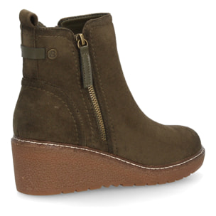 Botin de cuña para mujer, comodo y diseño elegante. Detalles de costura y doble cremallera
