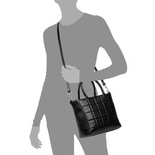 Albizzate borsa tote da donna. Pelle autentica finitura Dollaro trapuntata.