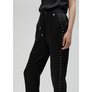 Pantaloni jogger borchie satin