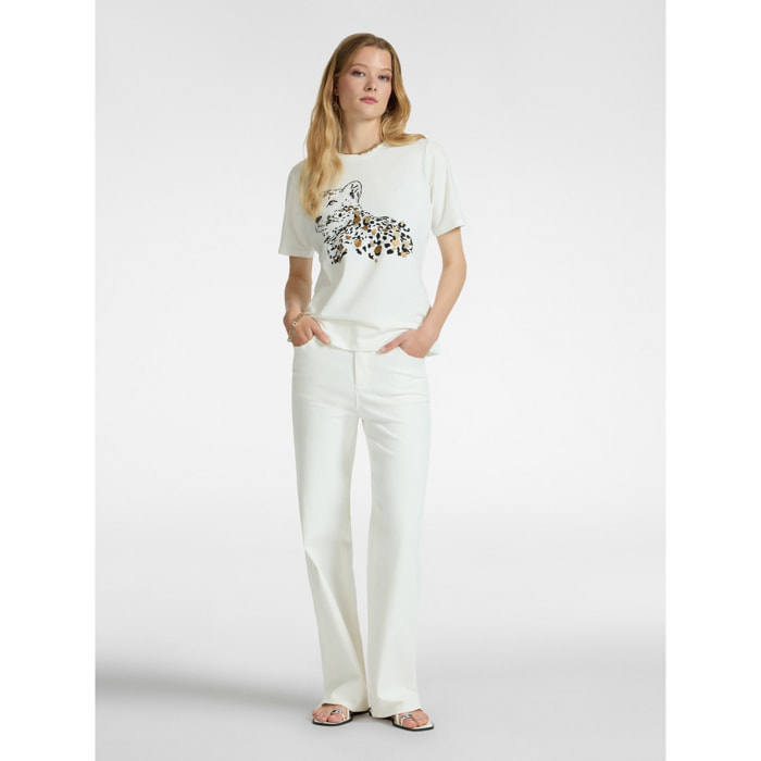 Elena Mirò - Camiseta estampado animal - Blanco