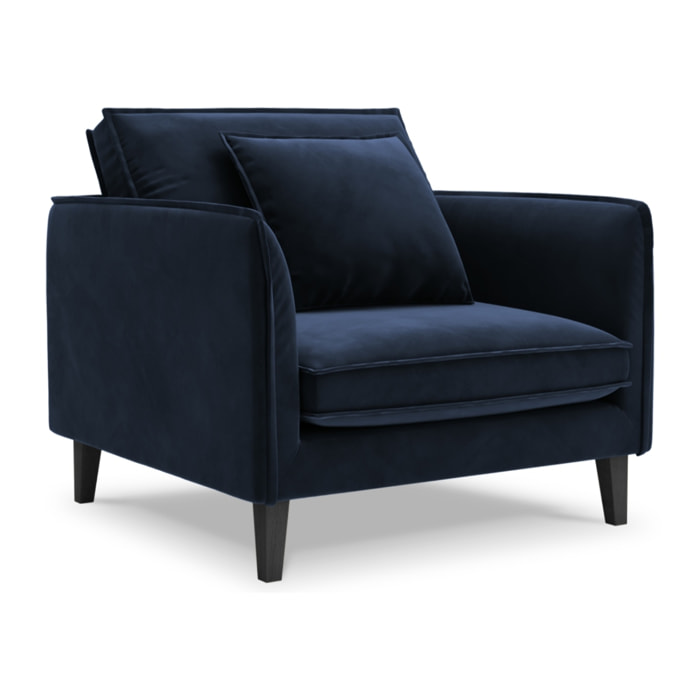 Fauteuil xl "Provence" en velours bleu foncé