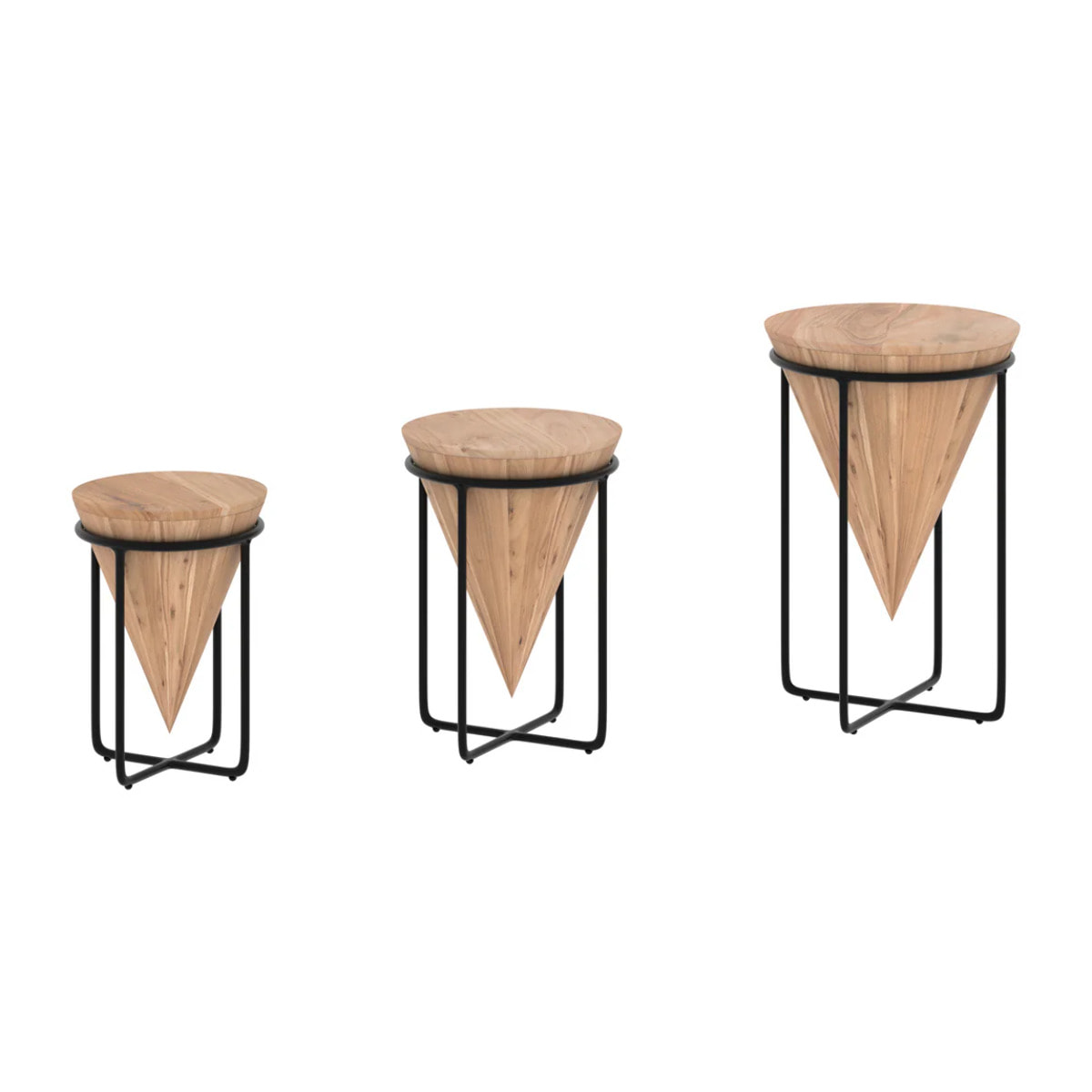 Grande sellette en bois d'accacia et métal D41 cm - Mafana