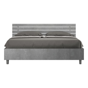 Lit sans sommier 160x190 tête de lit droite avec des lames gris béton Ankel