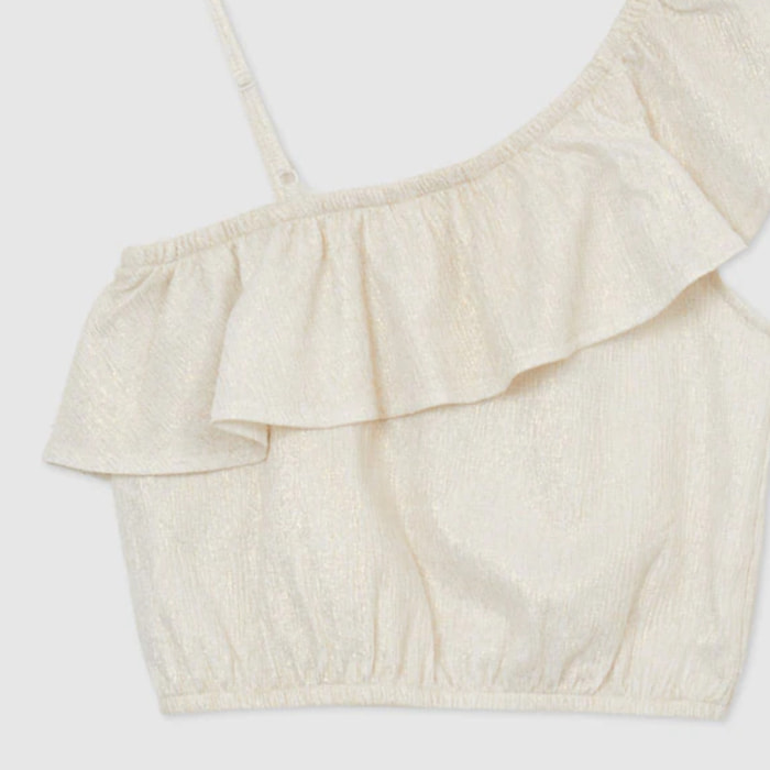 Top monospalla con balza