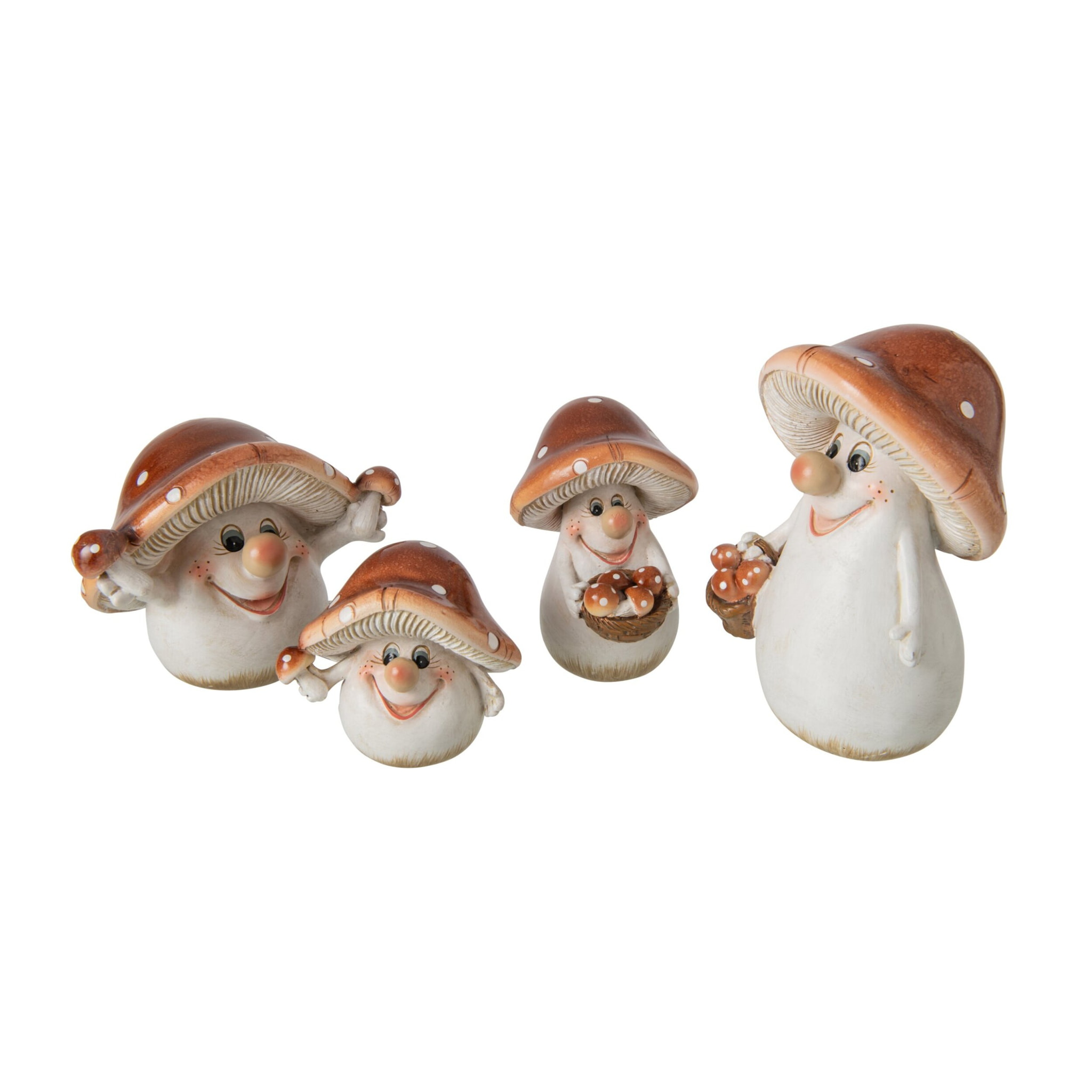 J-Line Champignon - polyrésine - marron/blanc - large - assortiment de 2