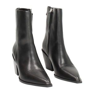 Tronchetti neri in vera pelle con tacco 7,4 cm