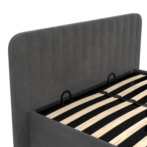 Lit coffre Valentina 160x200cm velours gris