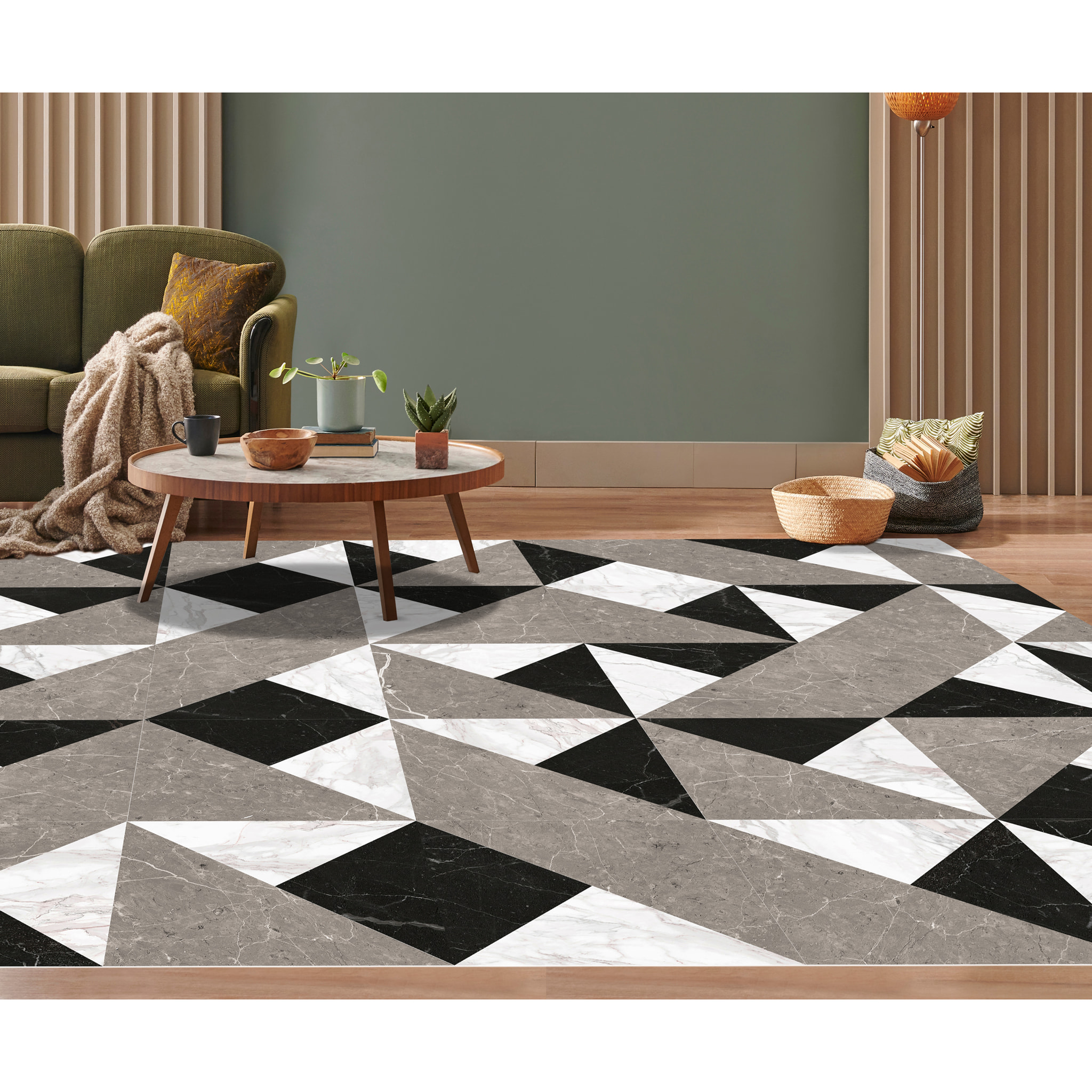 Alfombra de vinilo Imperium 50x140 cm - PVC antideslizante, vinilica para cocina o salón, lavable, estilo geométrico