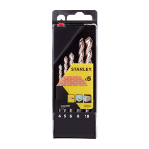 Stanley Cassette de 5 forets béton précision 4, 5, 6, 8, 10mm
