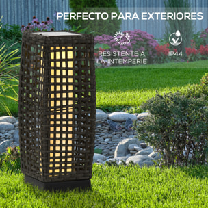 Linterna de Jardín de Ratán Sintético Luces Solares Exterior con Luces LED Encendido/Apagado Automático para Terraza Balcón Patio 17x17x46 cm Gris