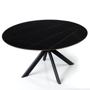 Table à manger extensible Tomasucci TAAK, en céramique, marbre noir, gris H.77 P.85 L.135