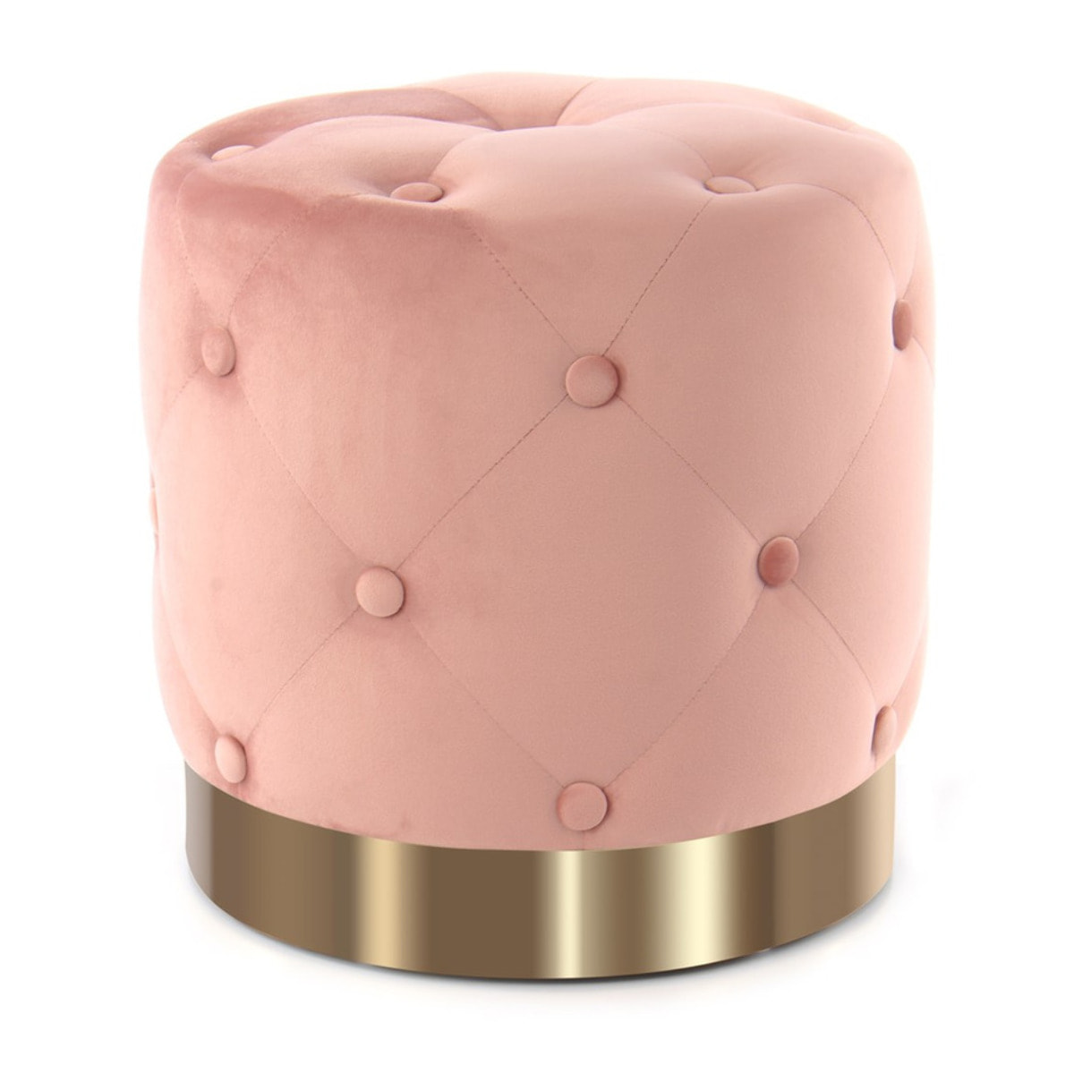 Pouf capitonné Piano in velluto rosa antico