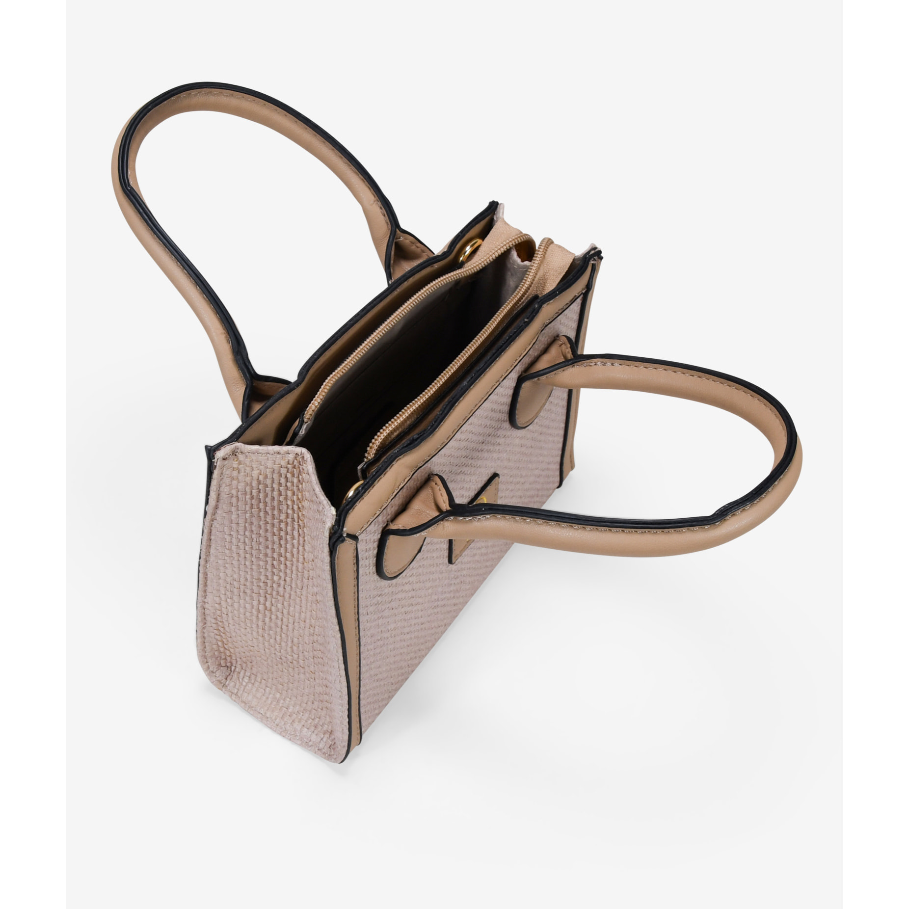 Bolso de mano beige en rafia