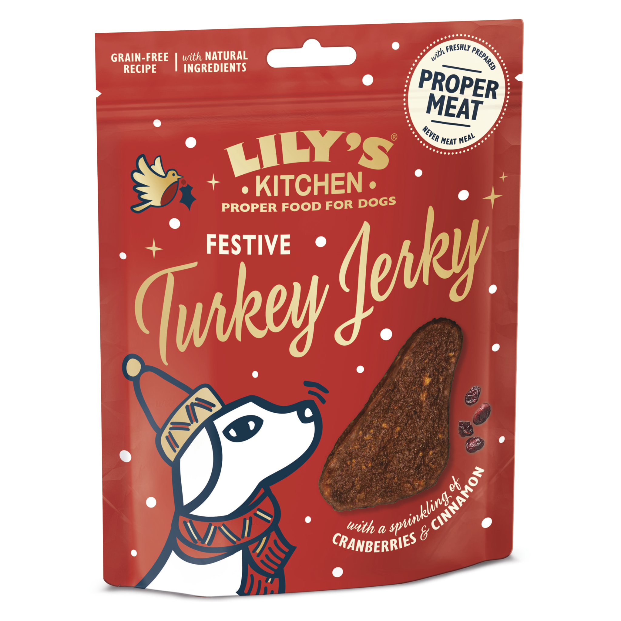 Lot de 8 - Lily’s Kitchen Friandises pour chiens Bouchées de dinde de Noël 70g