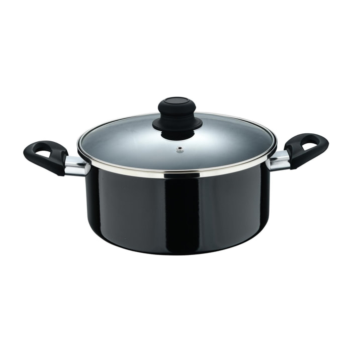 Cacerola con tapa ø24 cm acero al carbono de color negro, antiadherente y resistente expert barcelona san ignacio