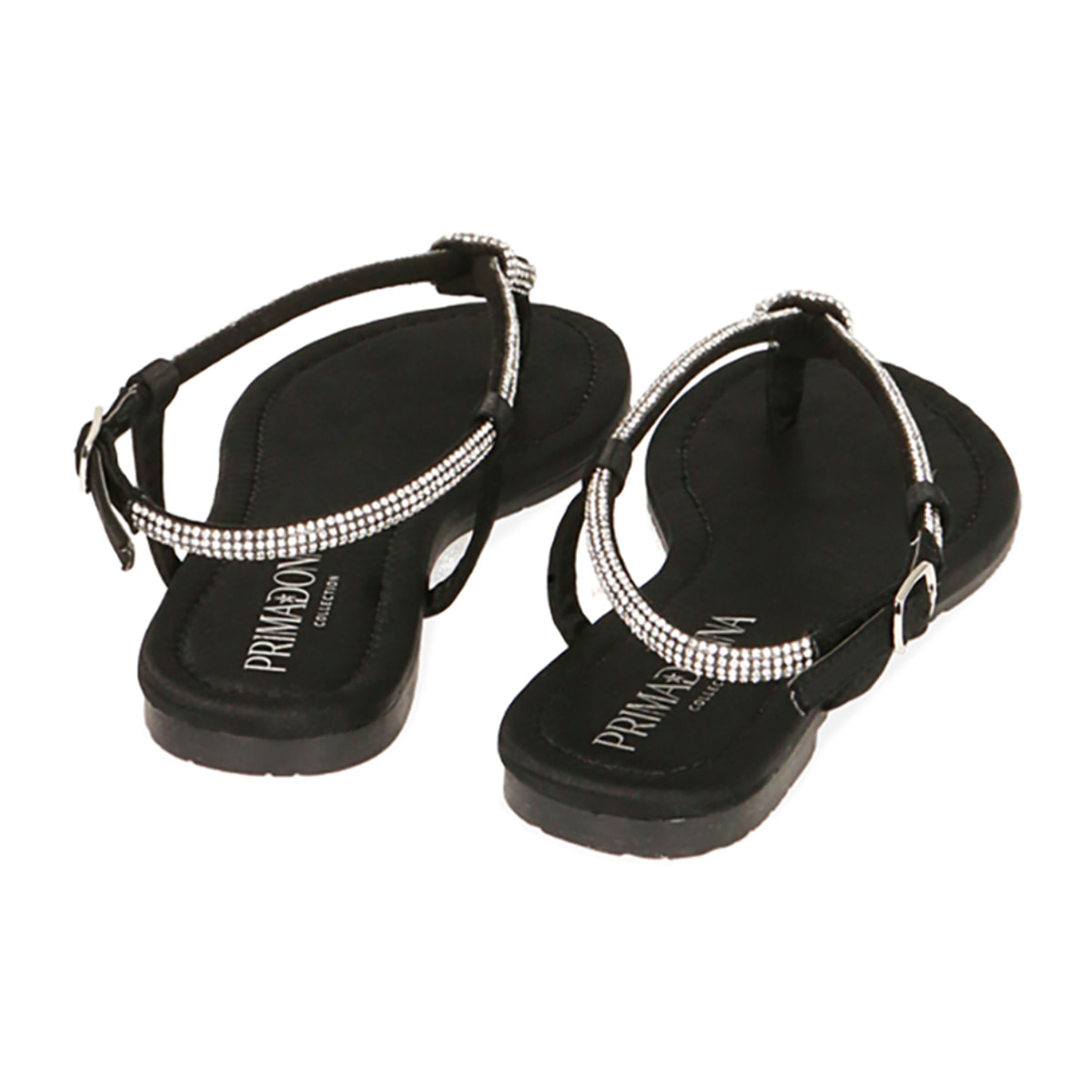 Sandalias planas de raso negro