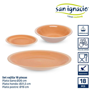 Set 18 pzs vajilla gres beige borde colección vessia