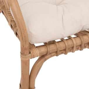 Fauteuil "Neta" rotin tissu blanc