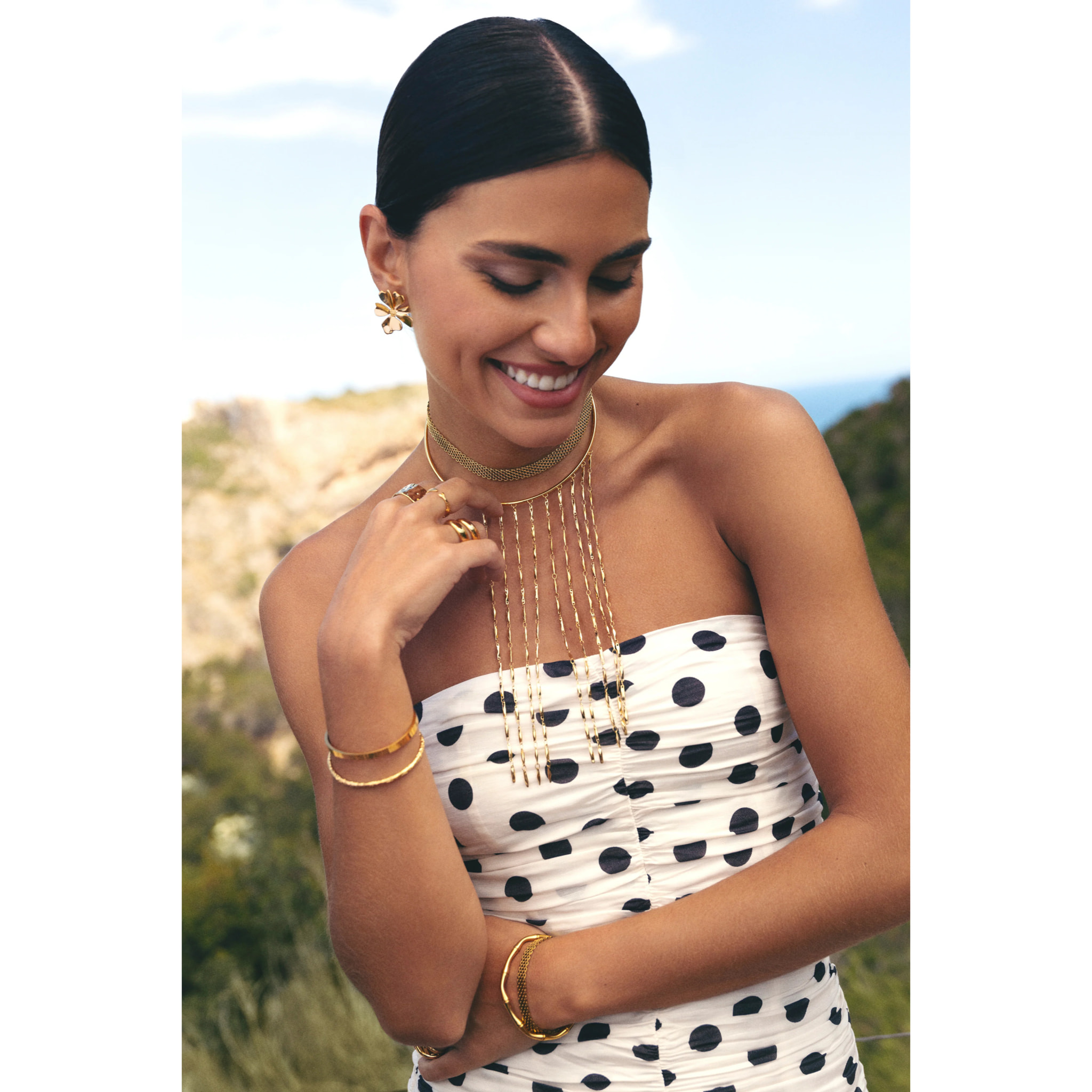 Choker Line Zahara Acero Baño Oro
