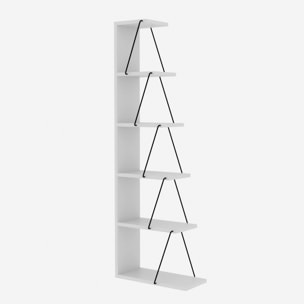 Libreria Dpallanc, Scaffale da ufficio, Mobile portalibri, Biblioteca, 50x22h150 cm, Bianco e Nero