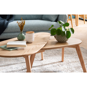 Tables basses gigognes scandinaves bois clair chêne (lot de 2) ARTIK