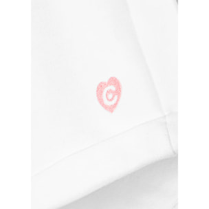 Pantalones Cortos de Niña con Logo Lateral en Blanco
