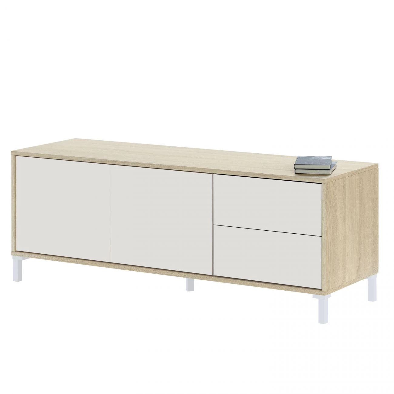 Mueble TV Lea Blanco Artik (Blanco Mate) - Roble Canadian