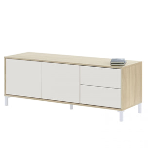 Mueble TV Lea Blanco Artik (Blanco Mate) - Roble Canadian