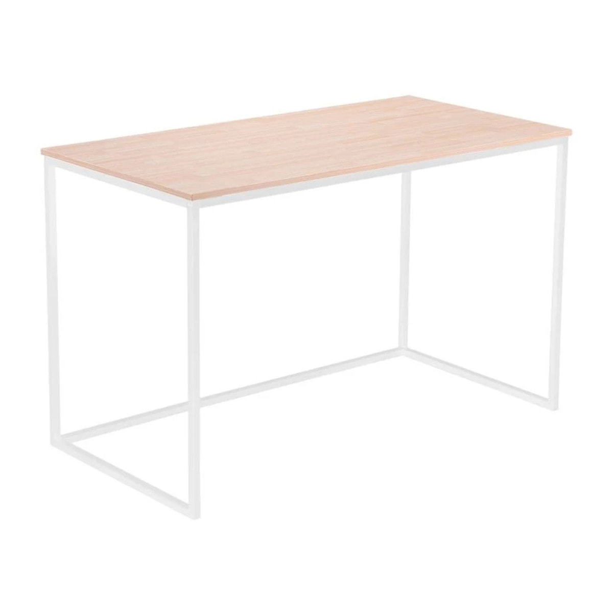 Mesa de escritorio con estructura metálica en blanco y roble salvaje 120x60 cm Mia Roble salvaje - Blanco