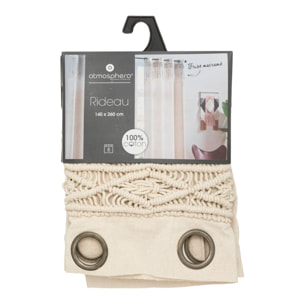 Rideau "Rituality" macramé beige 140x260cm