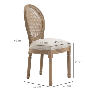 Lot de 2 chaises médaillon – Style Louis XVI – Dossier cannage