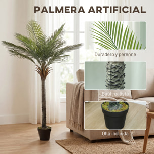 Planta Artificial Decorativa 180 cm Palmera Artificial con Maceta y Hojas para Interior Hogar Salón Oficina Verde