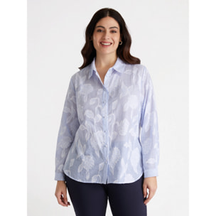 Fiorella Rubino - Camisa de rayas con elaboración floral - Light - blue