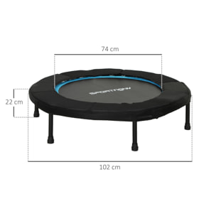 Trampolín de Fitness Plegable Ø102 cm Cama Elástica con Marco de Acero Antideslizantes Carga 100 kg para Entrenamiento Piernas Cuerpo en Hogar Oficina Gimnasio Azul