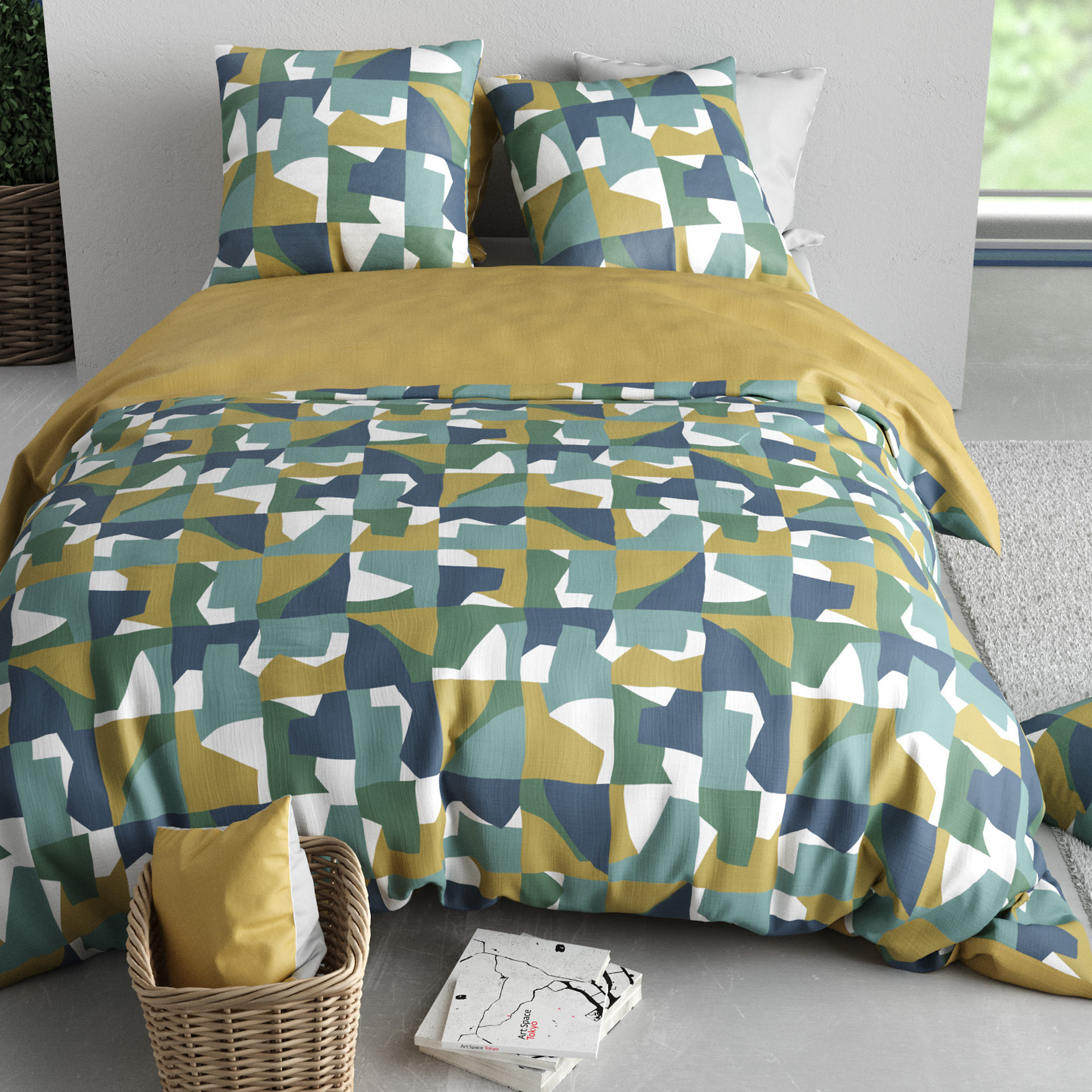 Parure Housse De Couette 3pcs 100% Coton 57 Fils MARIUS