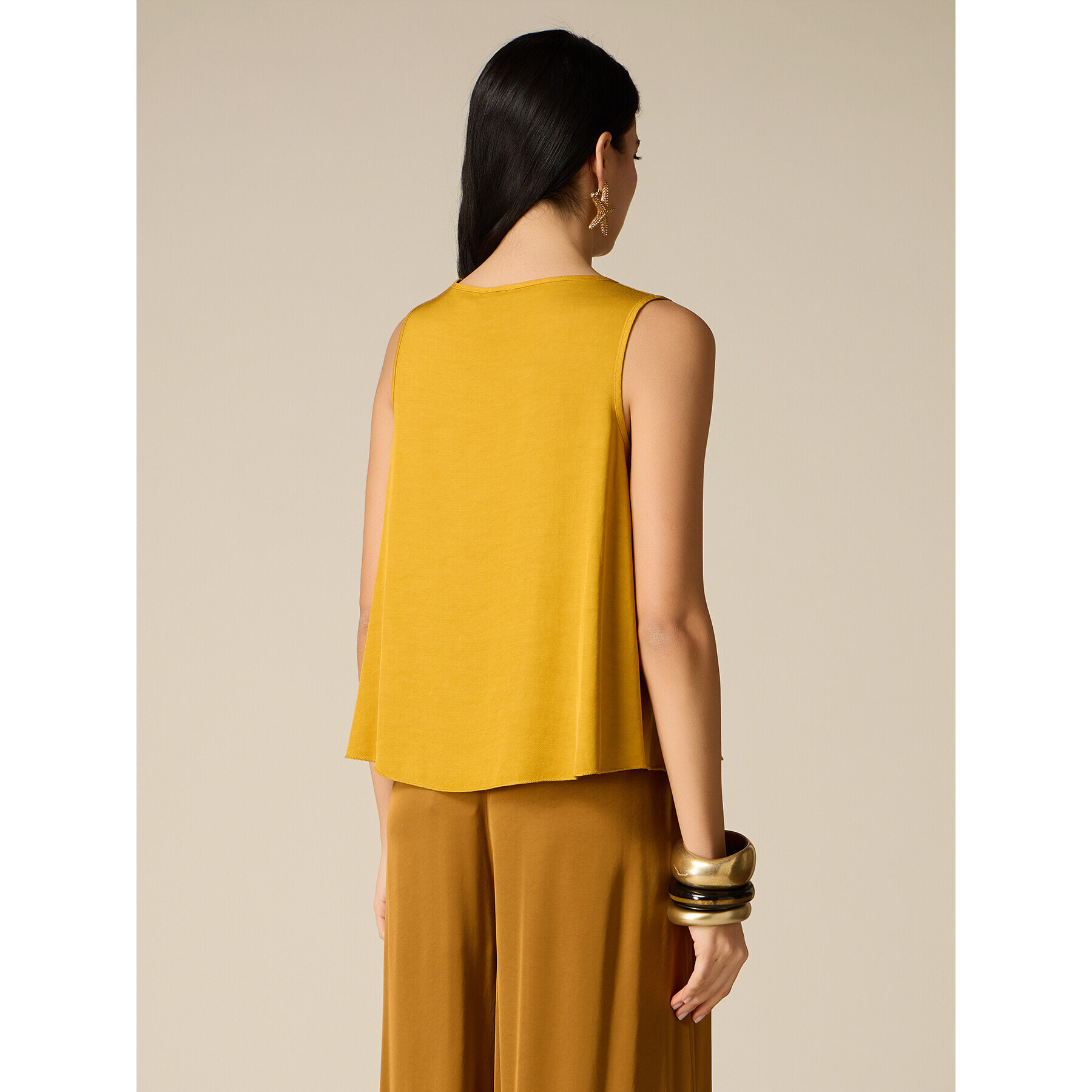 Oltre - Top senza maniche misto lino - Giallo