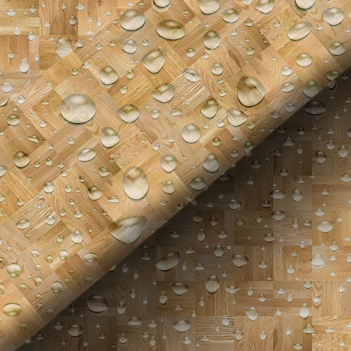 Revêtement sticker sol - PARQUET BOIS MOSAÏQUE - Rouleau adhésif Protection Anti-dérapant