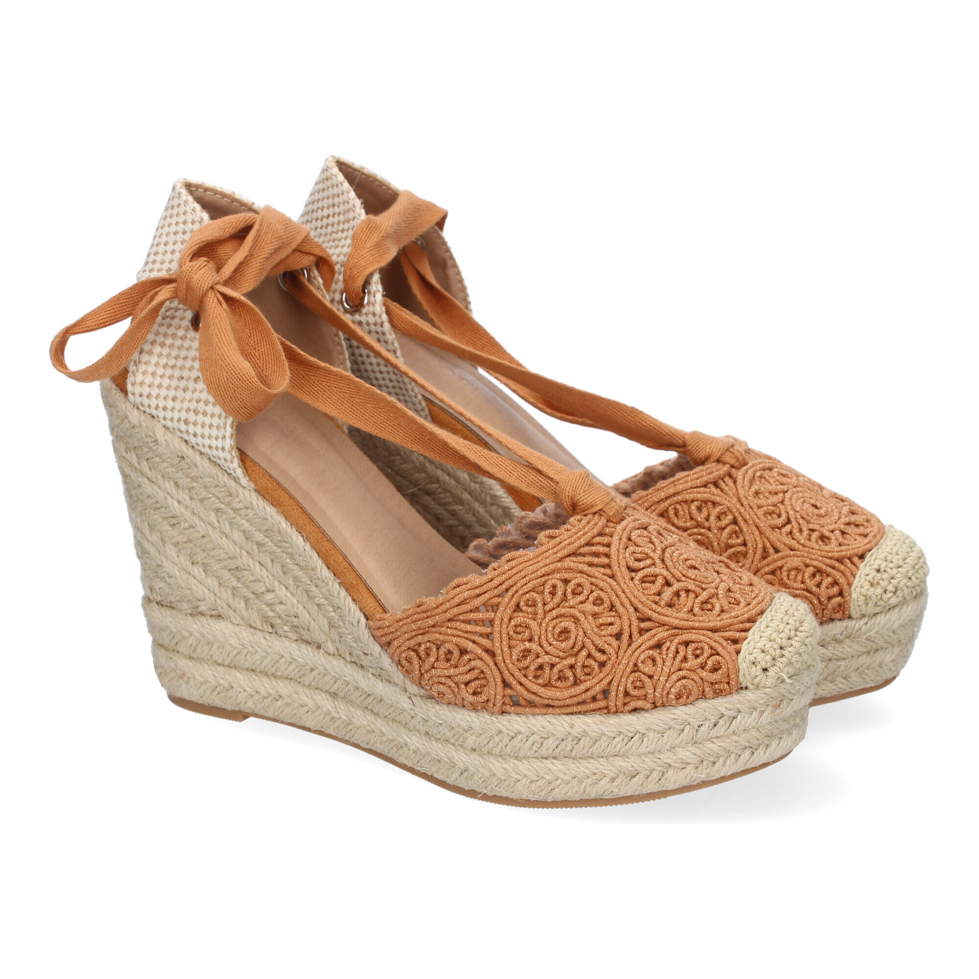 Sandalia de Cuña de Yute para Mujer, Diseño Comodo y Moderno, Elegante con Cintas