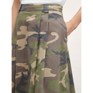 Motivi - Falda midi con pliegues estampado de camuflaje - Verde