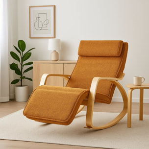 Sedia relax a dondolo in tessuto bouclè ocra - Amor