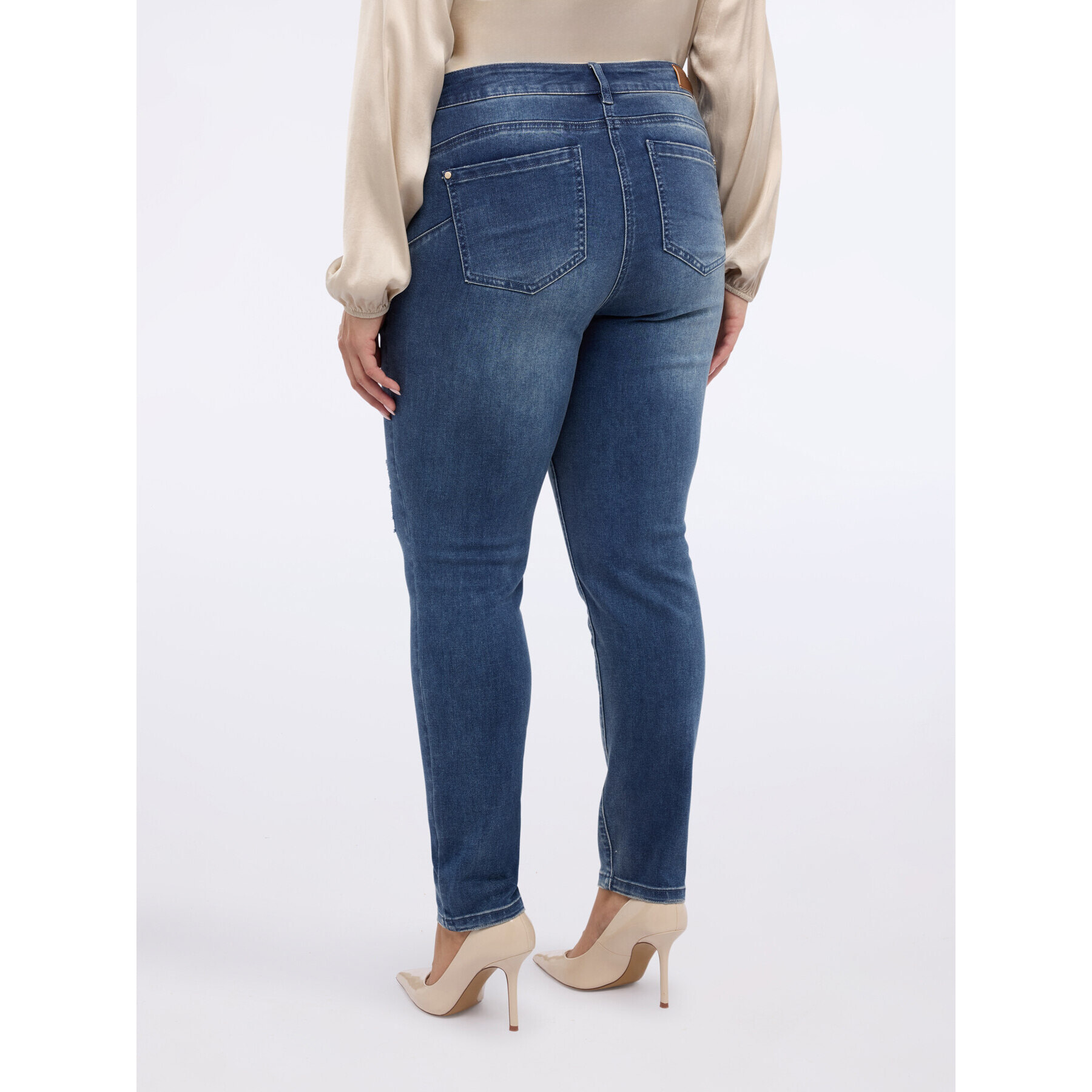 Fiorella Rubino - Jeans skinny con bordados florales - Azul