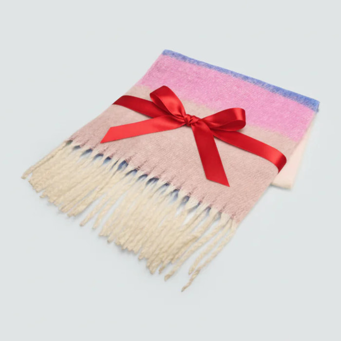 Sciarpa a righe rosa