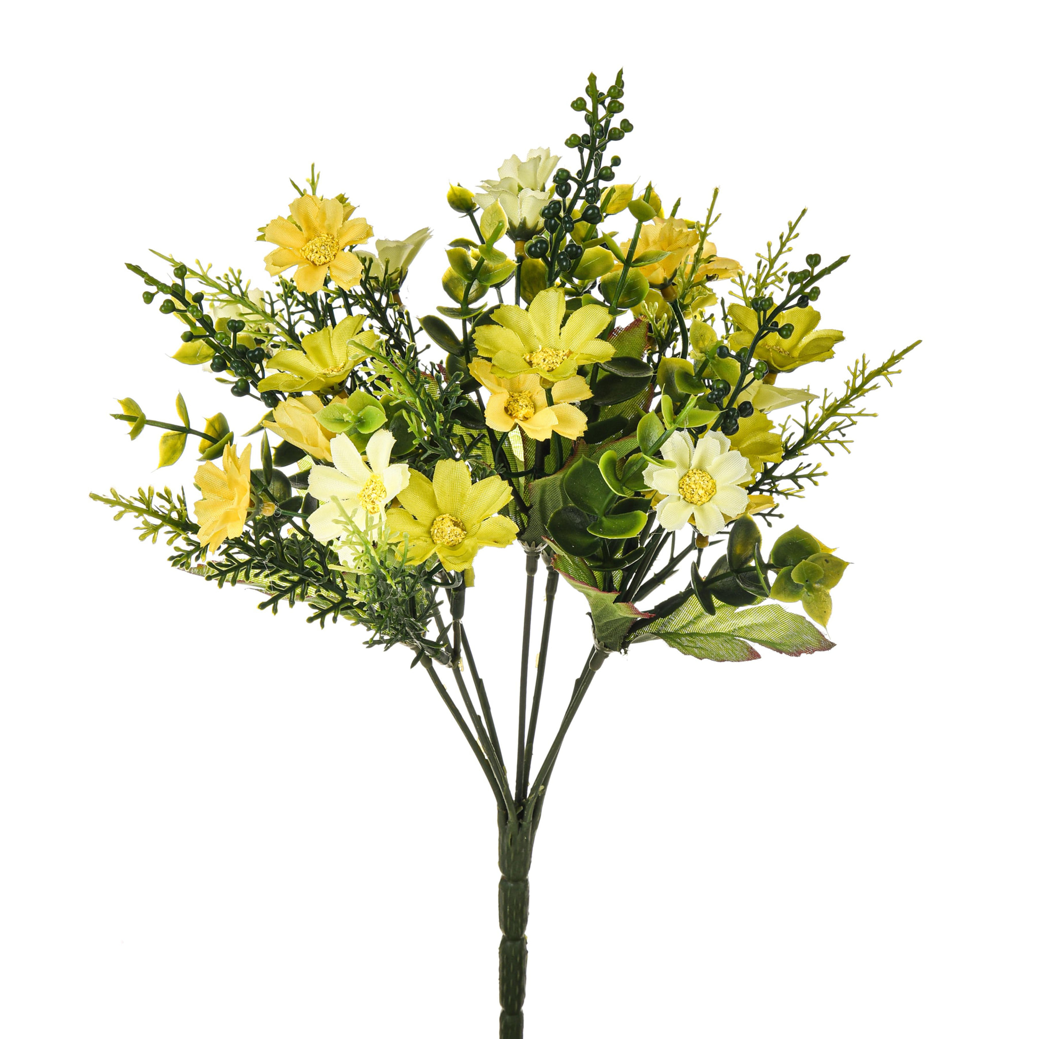 Mini Bouquet Con Margherite. Altezza 35 Cm - Pezzi 6 - 15X35X8cm - Colore: Giallo - Bianchi Dino - Fiori Artificiali